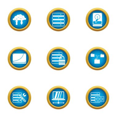 Tarihi Icons set, düz stil upload