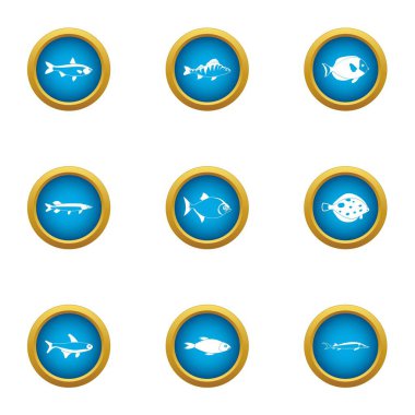 Balık iş simgeler kümesi, düz stil