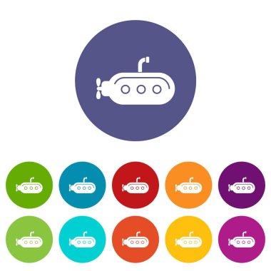 Denizaltı ile periskop simgeler renk set vektör beyaz arka plan üzerinde herhangi bir web tasarımı için