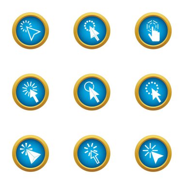Fare tıklama Icons set, düz stil