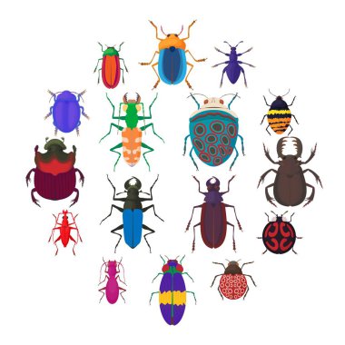 Böcek böcek Icons set, karikatür tarzı
