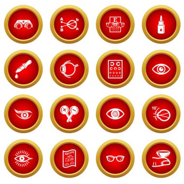 Göz doktoru Icons set, basit tarzı