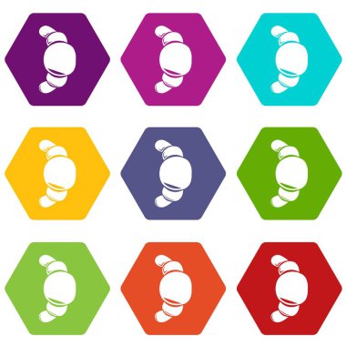 9 vektör kruvasan Icons set
