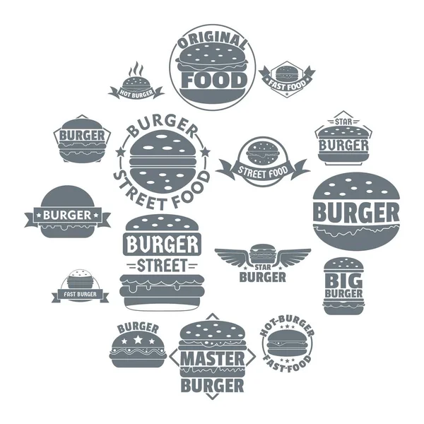 Conjunto de iconos de logotipo de hamburguesa, estilo simple — Vector de stock