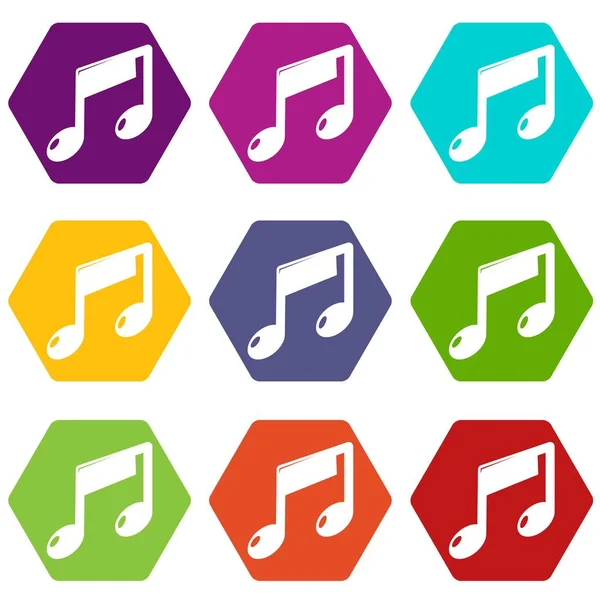 Music note icons set 9 vector — Stock Vector