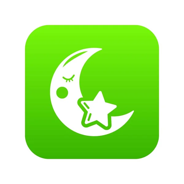 Moon icon green vector — Stock Vector