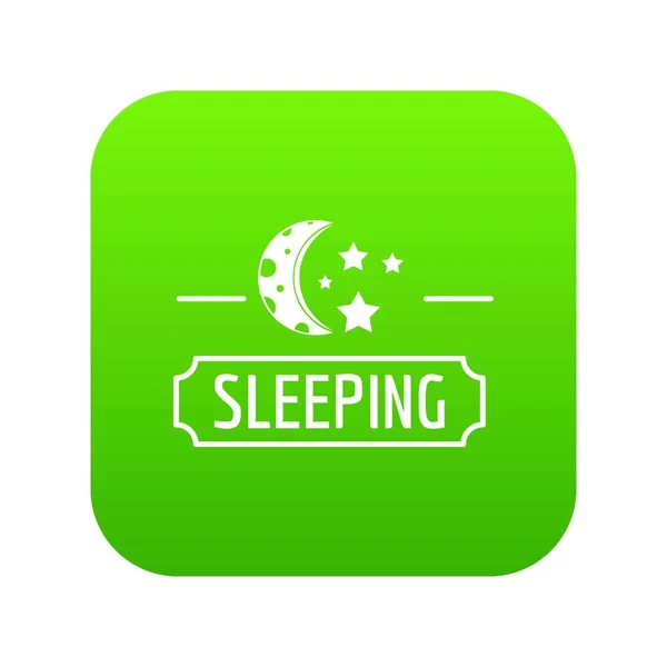 Sleeping moon icon green vector — Stock Vector