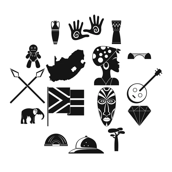 Южноафриканский набор для путешествий, простой стиль — стоковый вектор