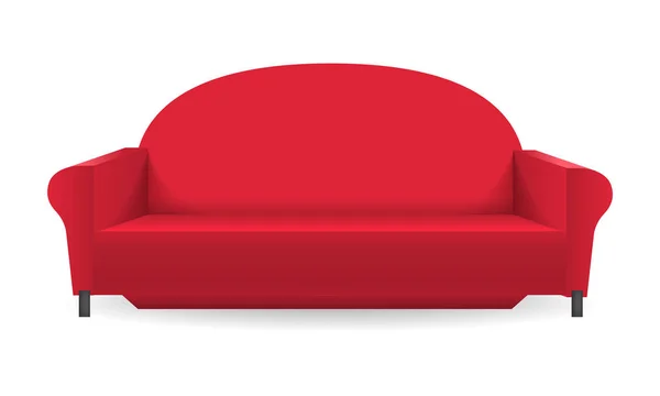 Piros kanapé makett, reális stílus — Stock Vector