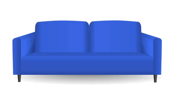 Kék kanapé makett, reális stílus — Stock Vector