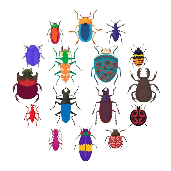 Zestaw ikon bug owad, stylu cartoon — Wektor stockowy