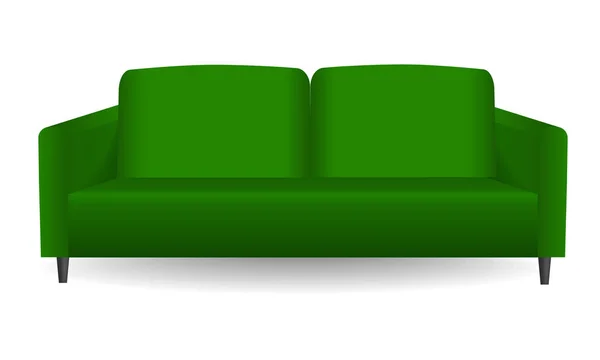 Zöld modern kanapé makett, reális stílus — Stock Vector