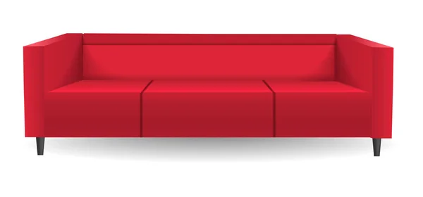 Red corner sofa mockup, realistic style — Stock Vector