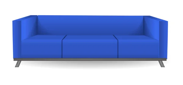 Klasszikus, modern, kék kanapé makett, reális stílus — Stock Vector