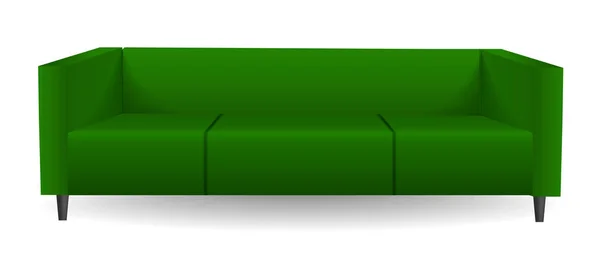 Hosszú Zöld Kanapé Makett Reális Illusztrációja Hosszú Zöld Kanapé Vektor — Stock Vector