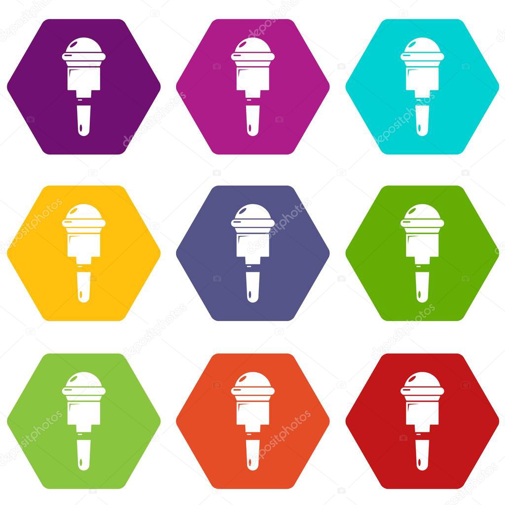 Microphone icons set 9 vector