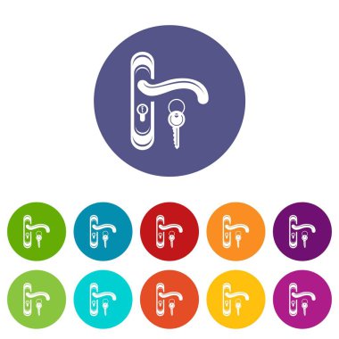 Kapı kolu ve anahtar simgeler vektör renk ayarla