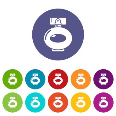 Parfüm şişe sprey simgeler kümesi vektör renk