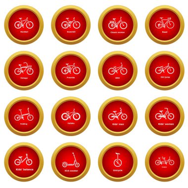 Bisiklet türleri Icons set, basit tarzı