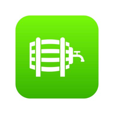 Ahşap varil ile dokunun simgesi dijital yeşil