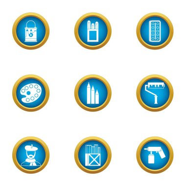Uygulamalı Sanat Icons set, düz stil