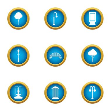 Kentsel altyapı Icons set, düz stil