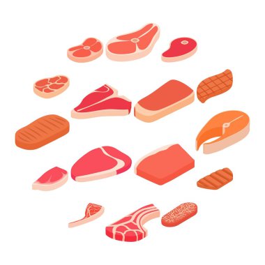 Biftek Icons set, karikatür tarzı