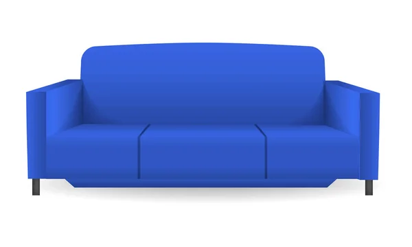 Blue modern sofa mockup, realistic style — Stock Vector