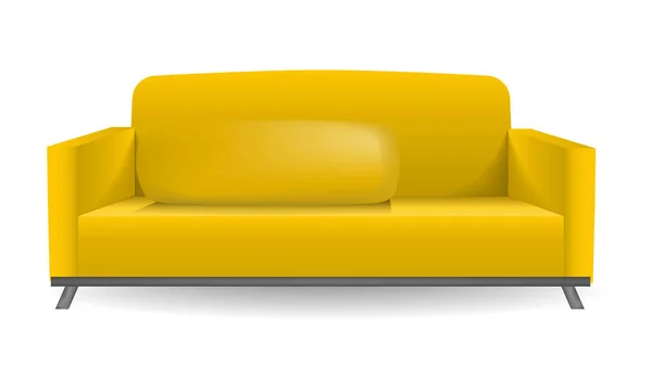 Sofá amarillo maqueta, estilo realista — Vector de stock