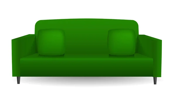 Grüne Sofa-Attrappe, realistischer Stil — Stockvektor