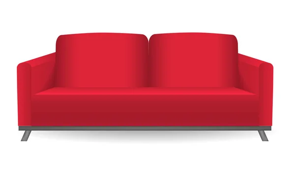 Sofá rojo maqueta, estilo realista — Vector de stock