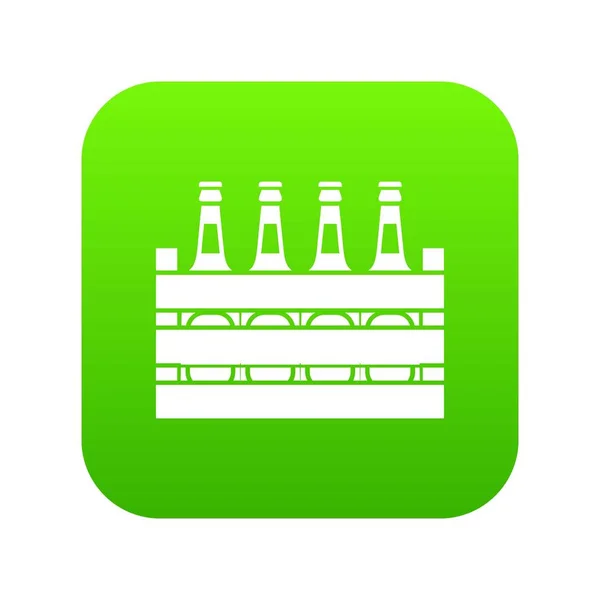 Birra scatola di legno icona digitale verde — Vettoriale Stock
