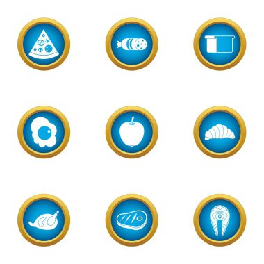 Büyük gıda Icons set, düz stil