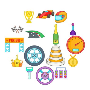 Simgeler yarış araba ayarla, tarzı çizgi film