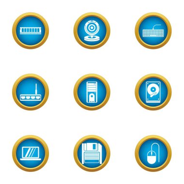 Bilgisayar Yönetimi Icons set, düz stil