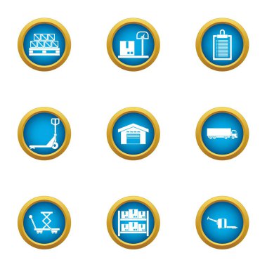 Ana depo Icons set, düz stil