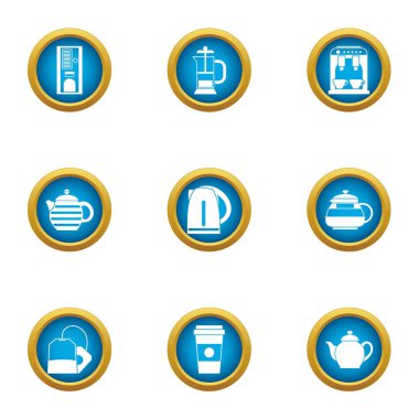 Çaydanlık Icons set bira, düz stil