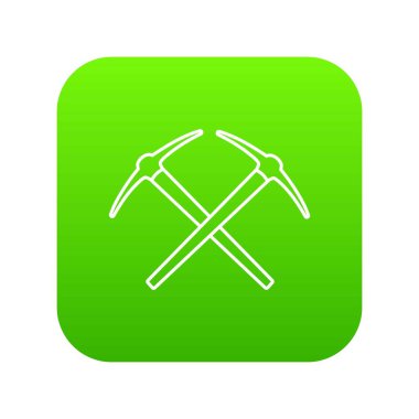 Kazma yeşil simge vektör madencilik