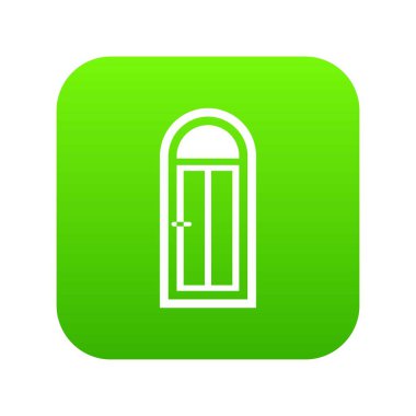 Cam simgesi dijital yeşil Kemerli ahşap kapı