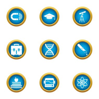 Astronom Icons set, düz stil