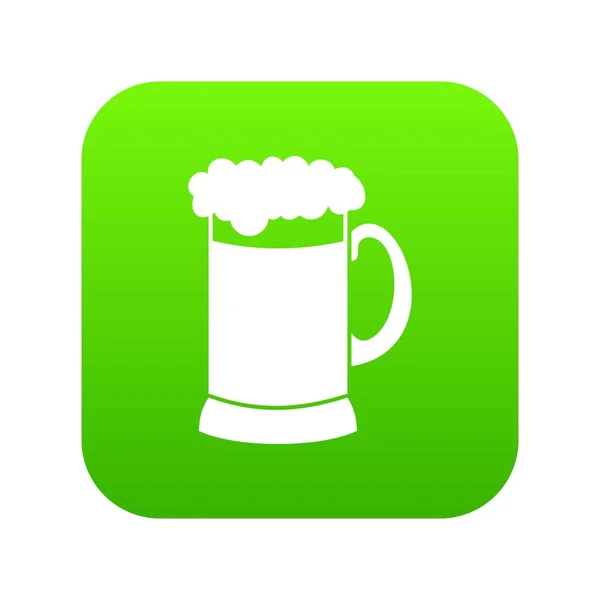 Tazza di icona della birra scura verde digitale — Vettoriale Stock