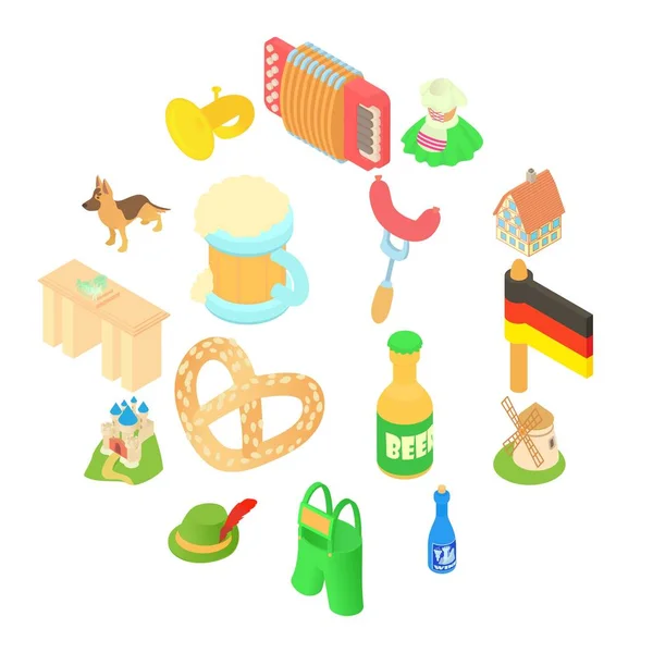 Conjunto de iconos de Alemania, estilo isométrico 3d — Vector de stock