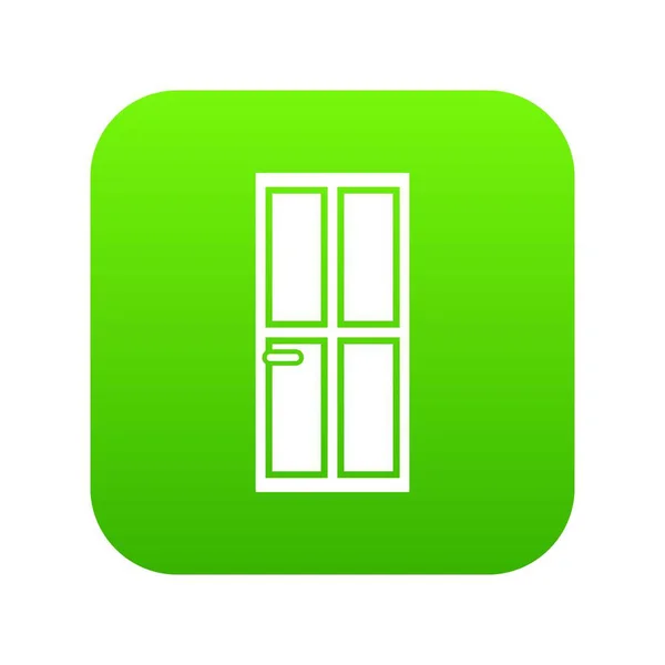 Porte fermée icône en bois vert numérique — Image vectorielle