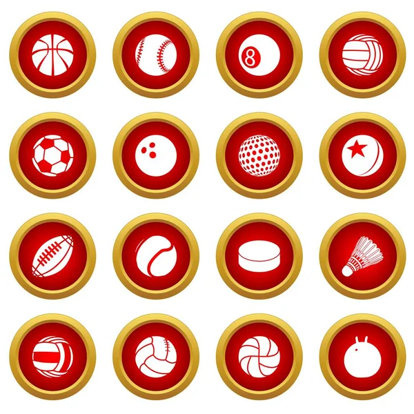 Sport palle icone impostare i tipi di gioco, stile semplice — Vettoriale Stock