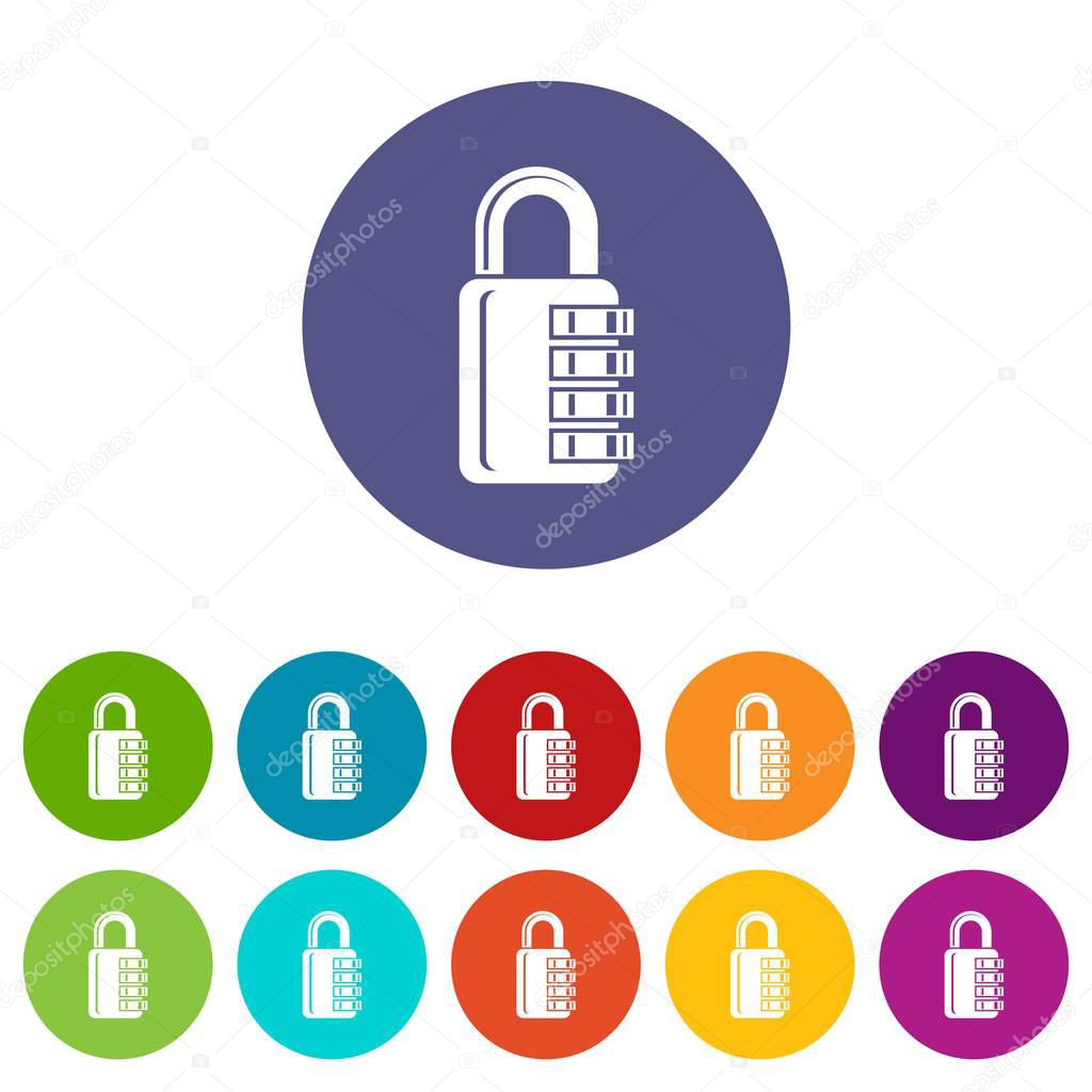 Combination lock icons color set vector for any web design on white background