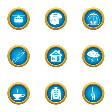 Kış öğleden sonra simgeler ayarla, stil düz