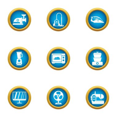 Ev aleti Icons set, düz stil