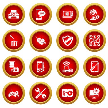 Bilgisayar tamir servisi Icons set, basit tarzı