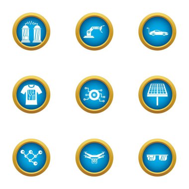 Alternatif enerji Icons set, düz stil