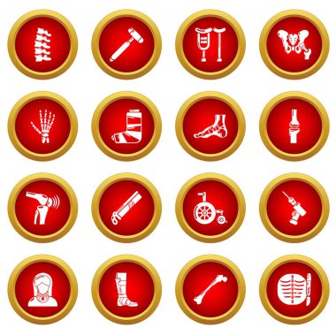 Ortopedi uzmanı kemik araçları Icons set, basit tarzı